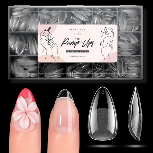 Makartt Nail Tips: Short Almond Full Cover Fake Nails 510pcs, 15 Sizes Soft Gel Half Matte Pre-shape Soak Off for Press on Nails DIY for Extension No Crease Acrylic Nail Manicure DIY Salon Home