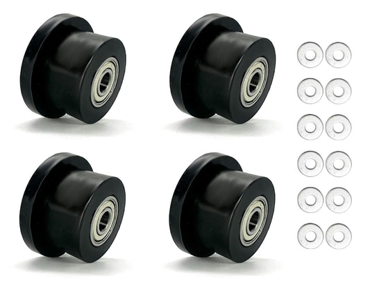HCLLPS 4-Pack Universal Gym Machine Roller Wheels - Heavy-Duty Black Plastic Rollers for Multi-Model Home Fitness Equipment, Direct Replacement for Worn Exercise Machine Components