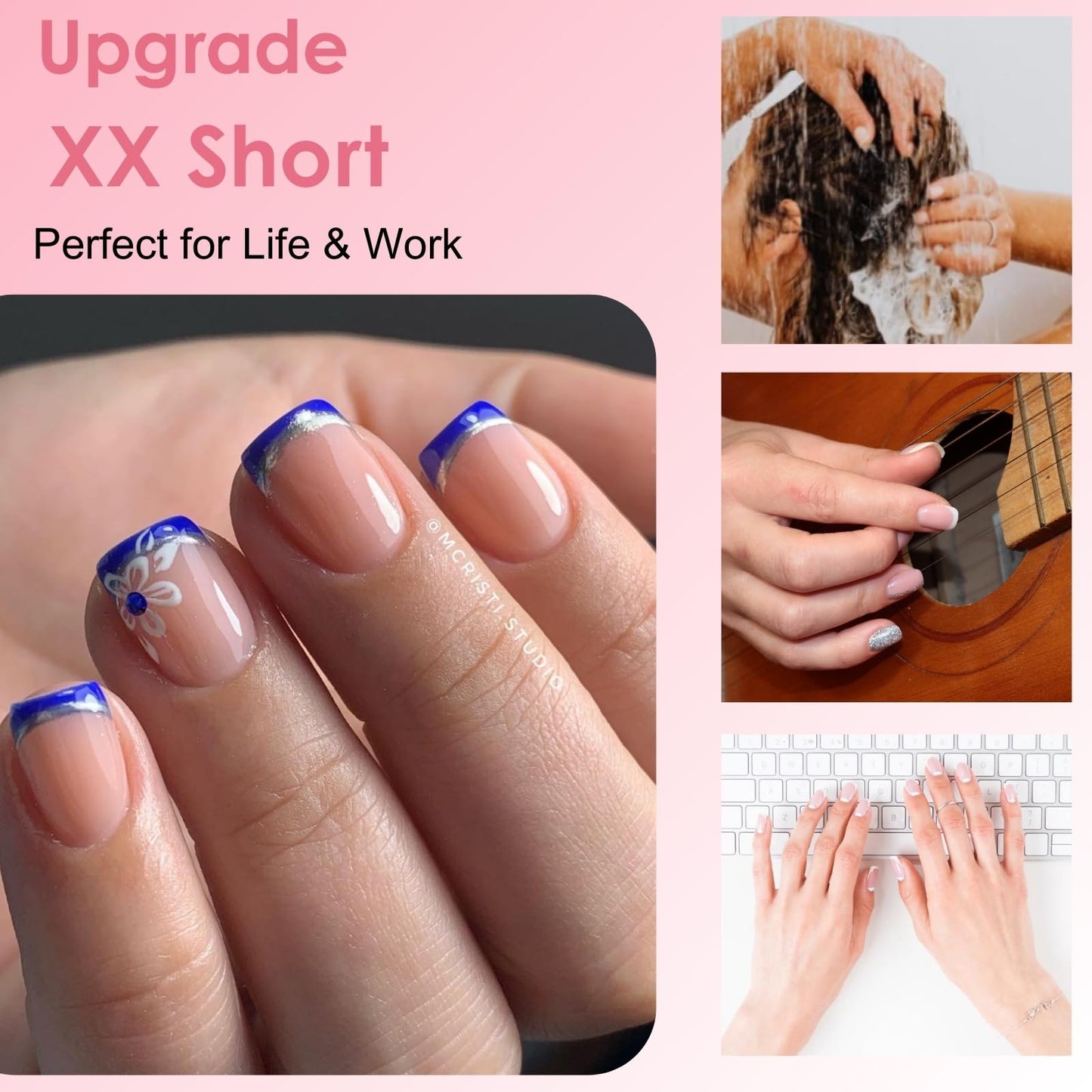 600 Pcs Extra Short XXS Square Nail Tips,SINOKAME Clear Press on Nails for Kids Women Small Short Petite Nail Beds, 12 Sizes DIY Salon Home Manicure Nail Extension