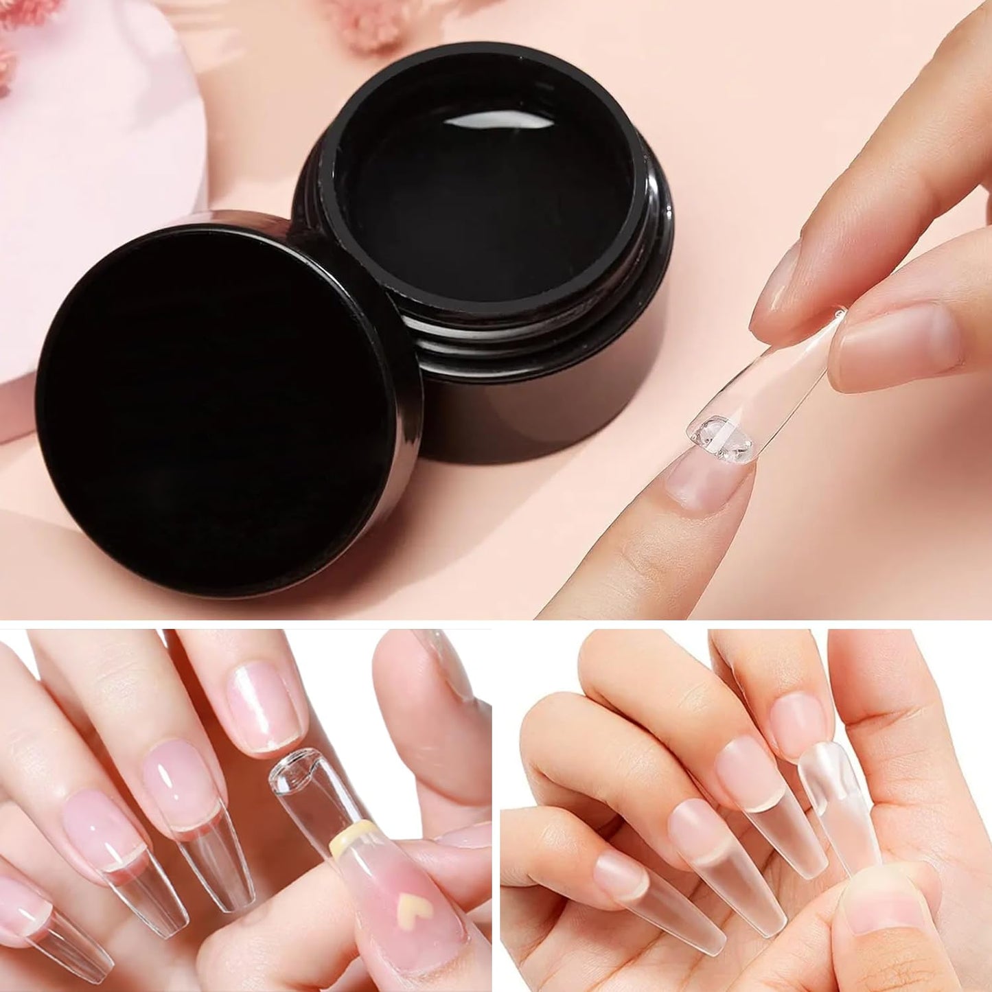 Solid Nail Glue Gel for Press On Nails Fake Nails Strong Clear Nail Tips Hard Gel for False Nails Nail Art DIY Home, UV Light Cured (Solid Glue for False Nail Tips, 30ml)