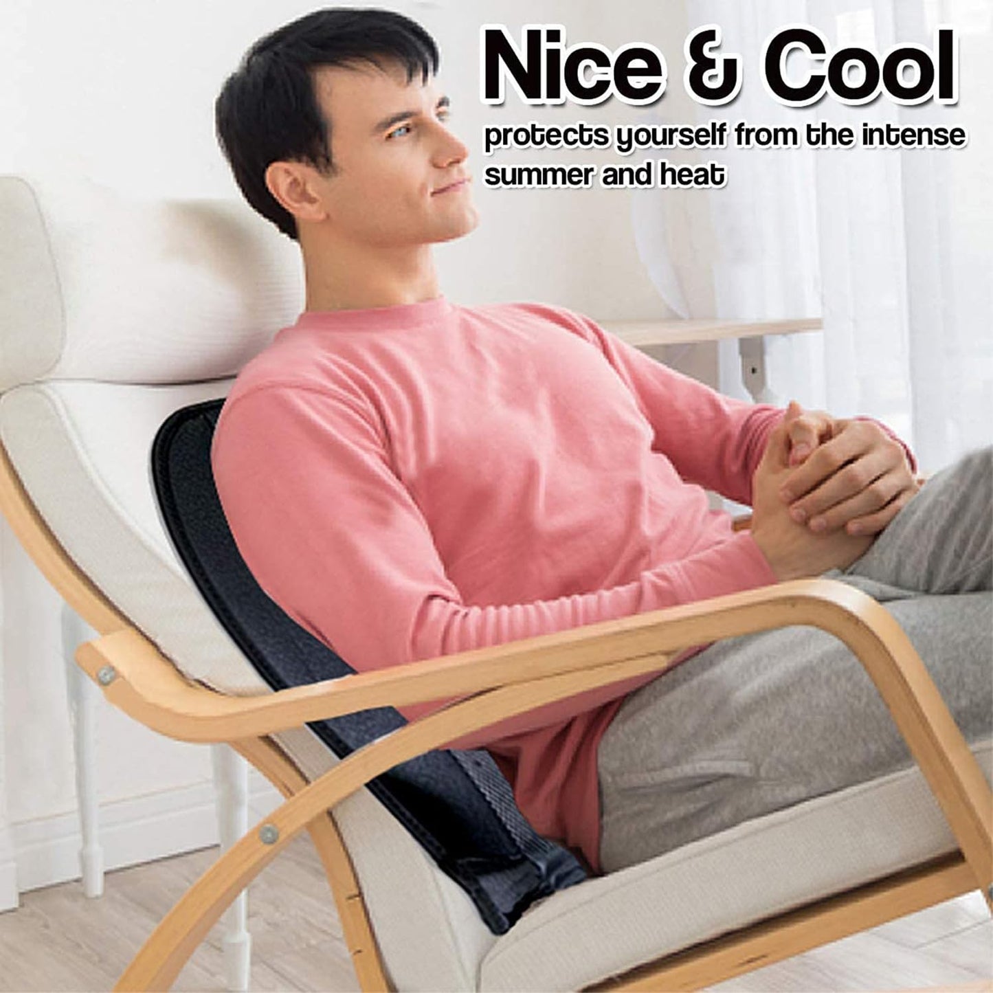 ZONETECH Cooling Car Seat Cover, Black Automotive Adjustable Temperature Comfortable Cooling Car Seat Cushion (1 Pack)