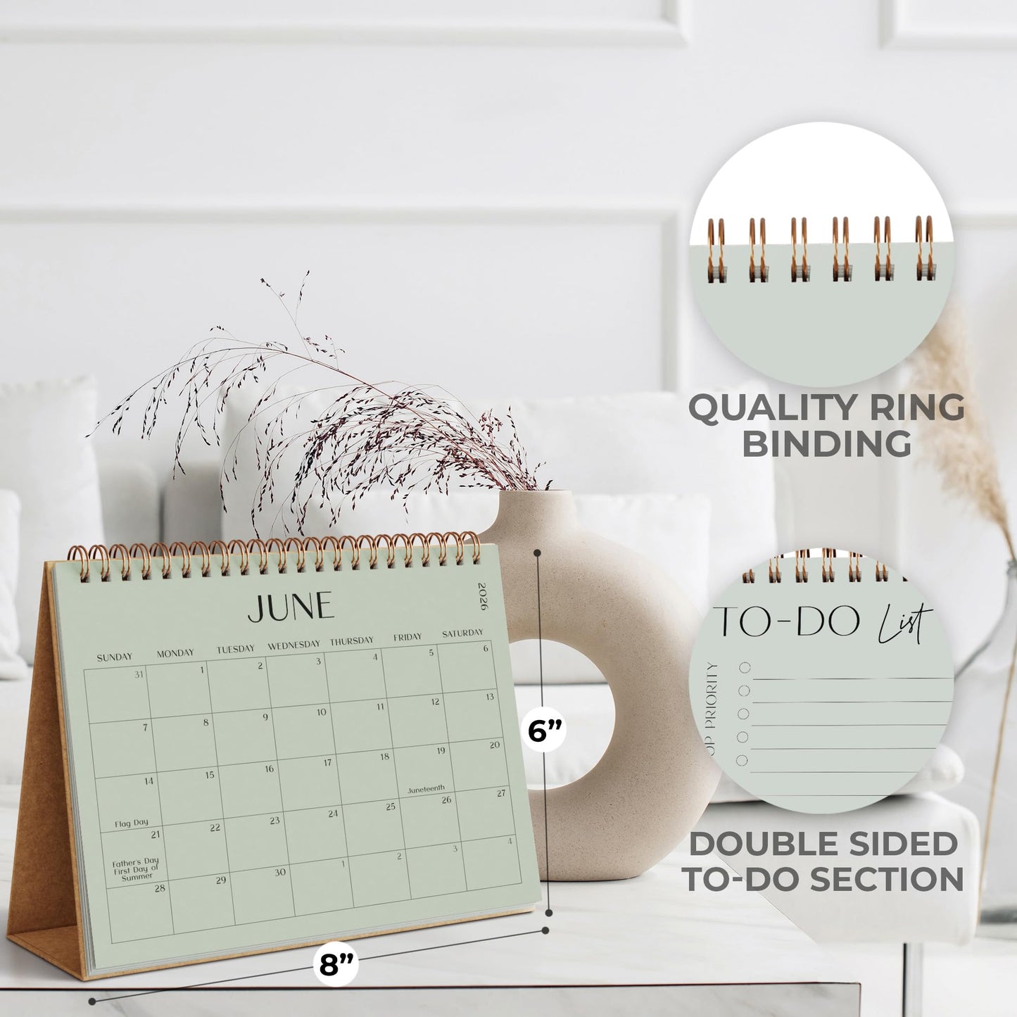 Aesthetic Desk Calendar 2026-2027 - Runs from January 2026 until July 2027 - Beautiful Small 26-27 Flip Desktop Calendar for Easy Organizing