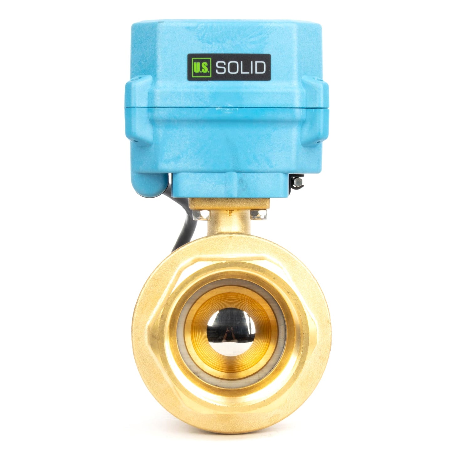 U.S. Solid 2" Motorized Ball Valve with US Plug 110VAC Brass Electrical Ball Valve, IP67, Manual Override, Direction Display Auto Return, Normally Closed, IP67