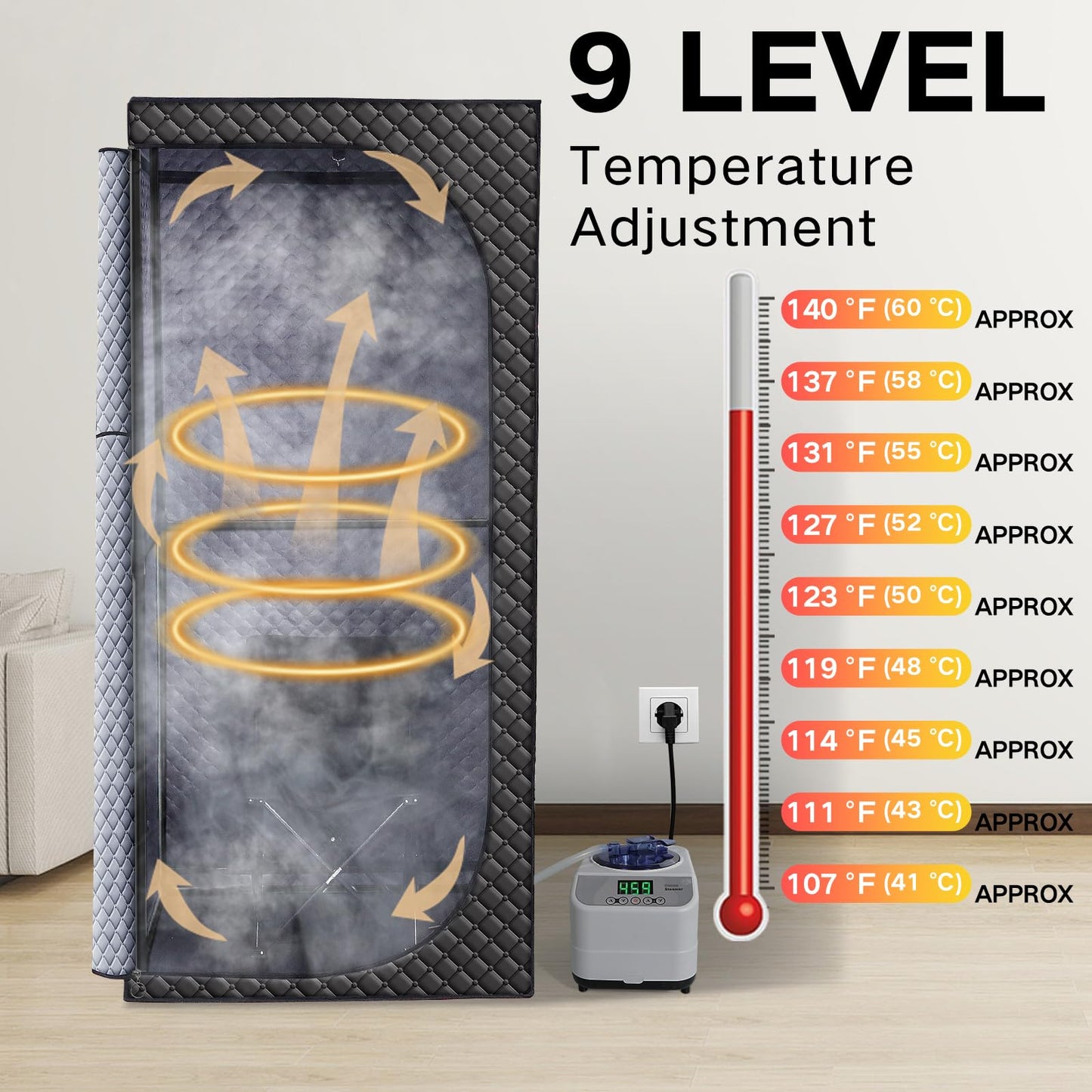 Veloqore Sauna Box for Relaxation,Portable Steam Sauna for Body Relaxation,Portable Personal SPA Steam Tent with 3L /1500W Steamer, 9 Levels Temp Control,Indoor,Outdoor