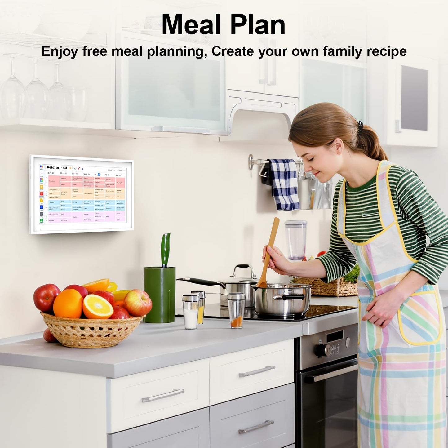 Linkdaze Digital Calendar 15.6" Digital Wall Planners for Family Schedules, Electronic Calendar with 1920*1080 Interactive Touchscreen, Digital Photo Frame Built-in 64GB Memory, Smart Calendar-White
