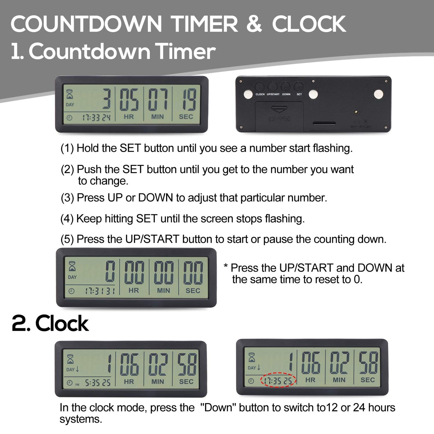A AIMILAR 999 Days Countdown Timer Digital Clock Retirement Vacation Event Day Counter with Count Up Function