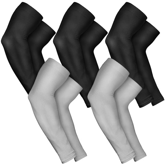 AURUZA 5 Pairs Arm Sleeves for Men & Women, Compression Cooling Tattoo Sleeve Cover Up for Women,UV Sun Protection