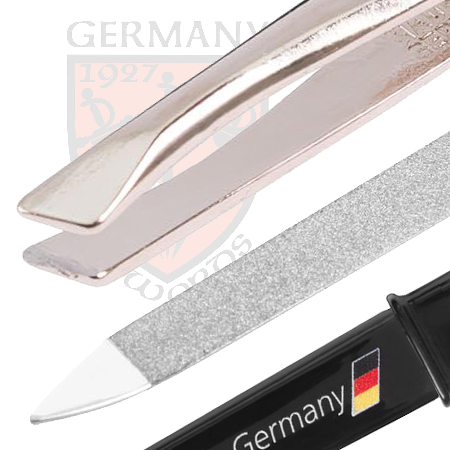 3 Swords Germany Brand Quality Double Sided Sapphire Pocket Nail File and Pocket Tweezers - Made in Germany