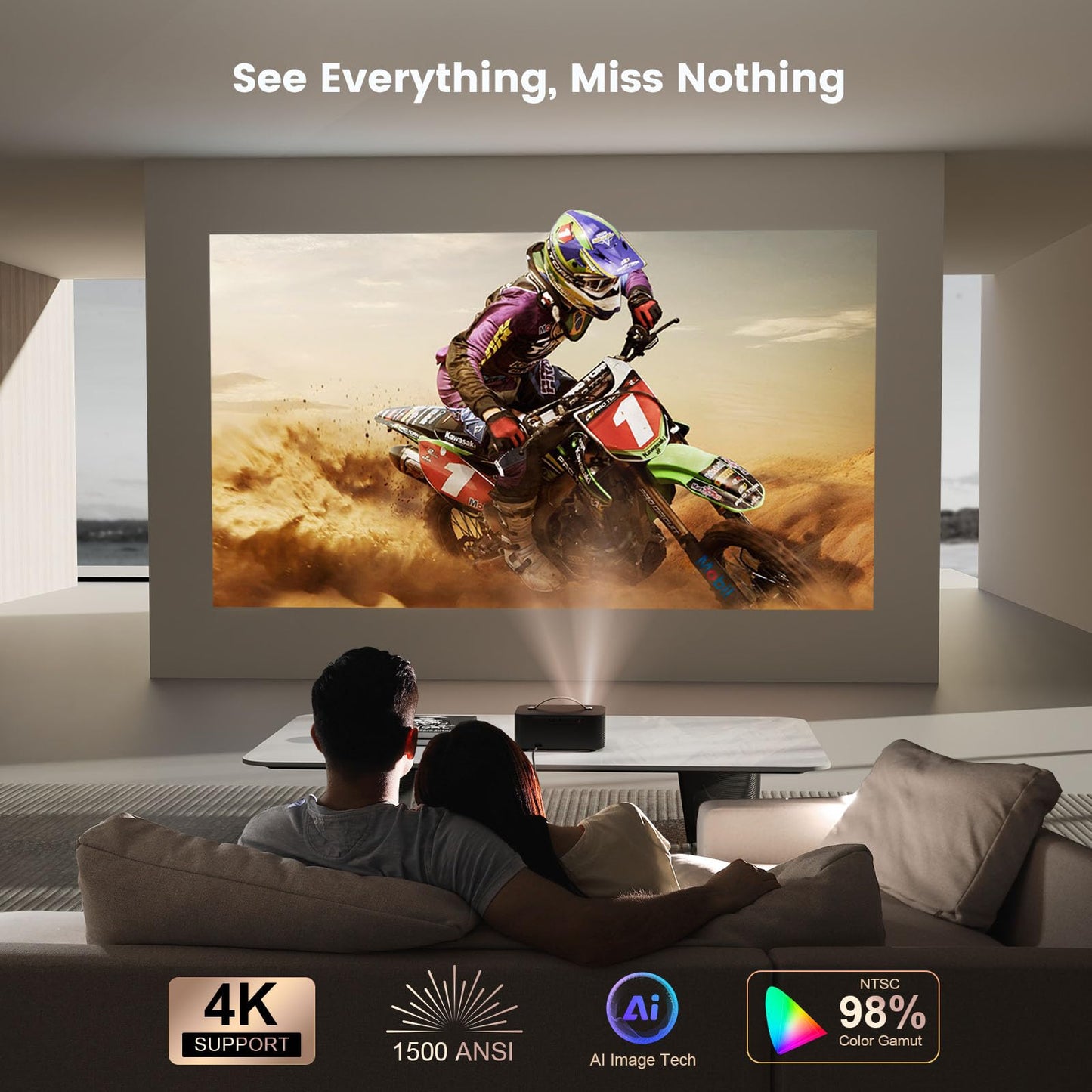 [Official Licensed APPs/1500 ANSI] Outdoor-Projector-4K with Wifi6 and Bluetooth, Smart TV OS & DoIby Audio, Portable Projector with YouTube/PrimeVideo, ONOAYO 1080P Proyector with 300 ''Display