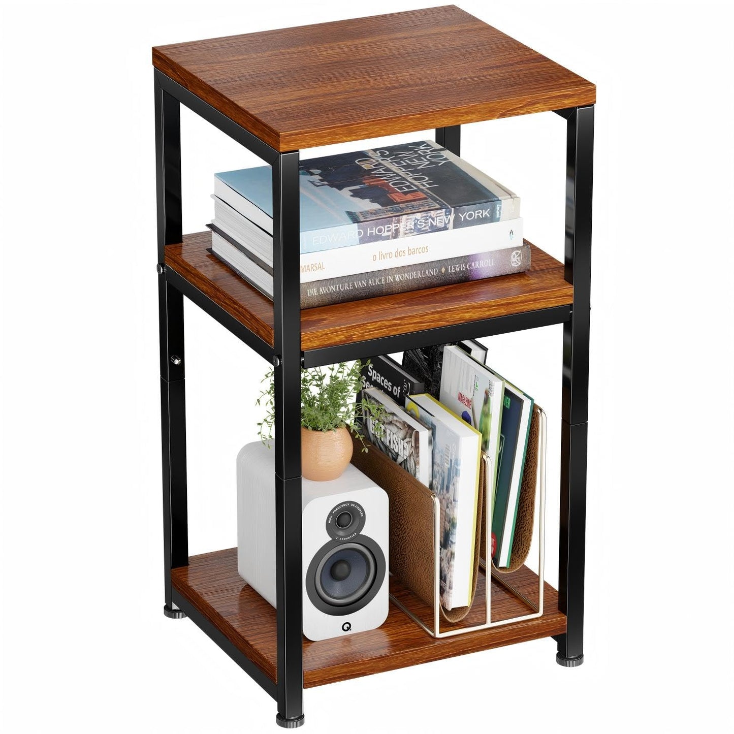 Ekisemio 3-Tier Side Table, End Table Nightstand for for Living Room & Small Spaces, Rustic Brown
