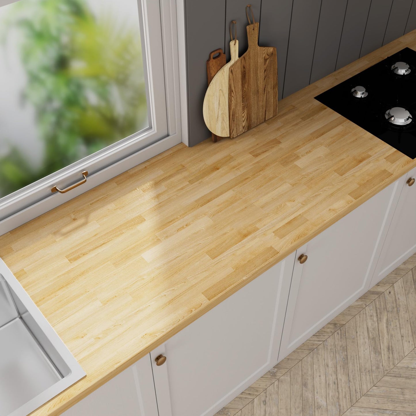 Butcher Block Countertop Wood Tabletop - Premium 3.98ft, 47.76"x25"x1.5" Solid Hardwood Plank for DIY Kitchen Island, Countertop, Coffee Bar and Desk with Natural Unfinished Birch Finish