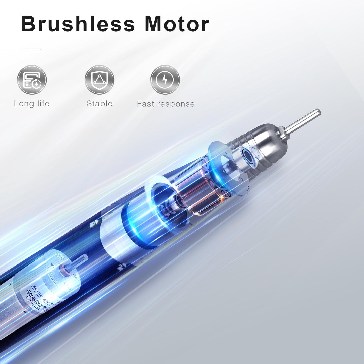 2-in-1 Professional Brushless Nail Drill, AZ GOGO 35000RPM Electric Cordless Nail File Rechargeable Portable Nail Drill Machine for Gel/Acrylic Nails 80W - Salon Level (Silver)