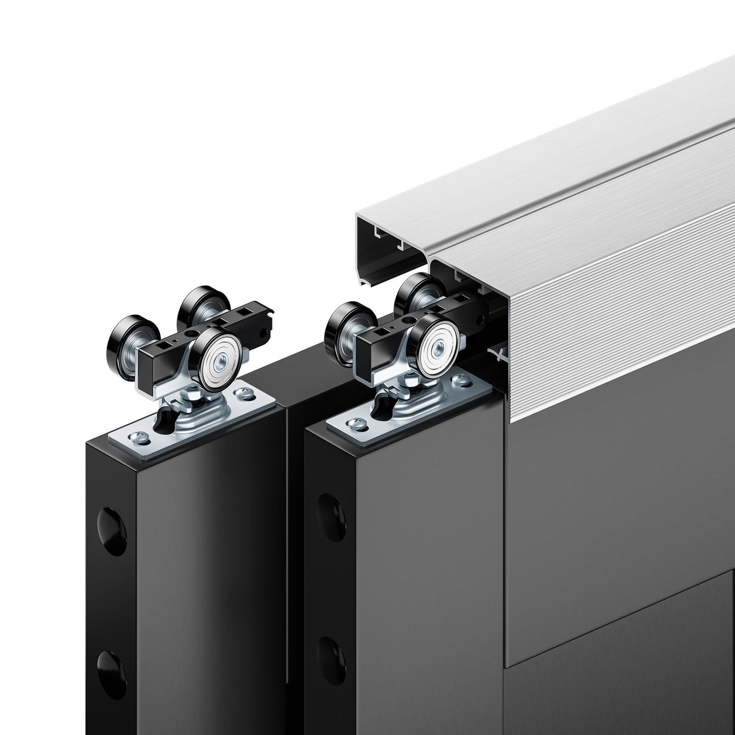 COSHOMER 6FT Bypass Door Hardware, Closet Door Track Kit, Top-Mounted Style, Made of Heavy Duty Aluminum, Smoothly and Quietly, for 2 Doors System - Fit Min Door Panel Width of 36.5in, Silver