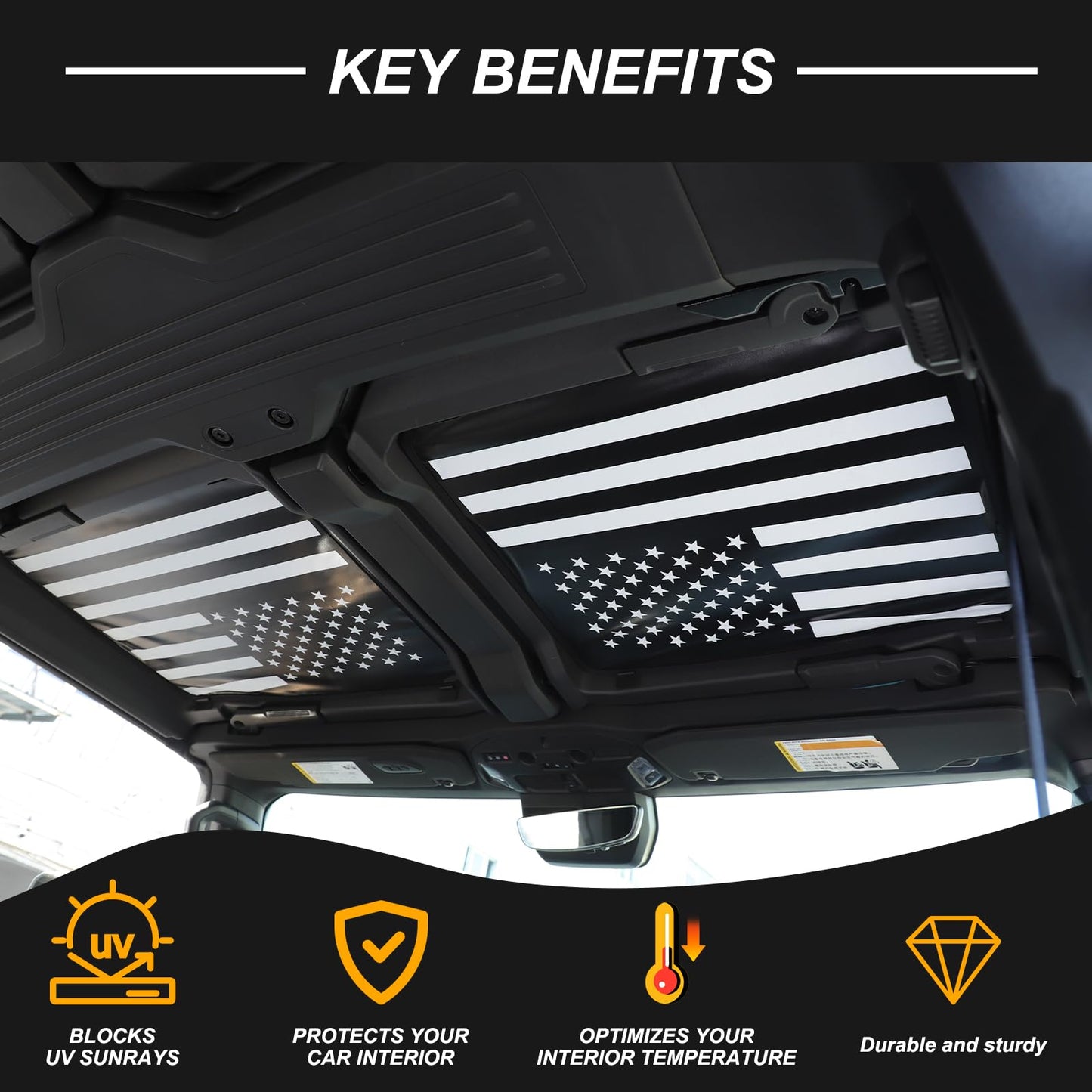 Sunroofs Shade Compatible with 2022 2023 2024 2025 2026 Hummer EV Accessories SUV/Pickup Truck 4PCS Hardtop Windshield Glass Sunshade Insulation Heat Visor Blocks UV Foldable Storage