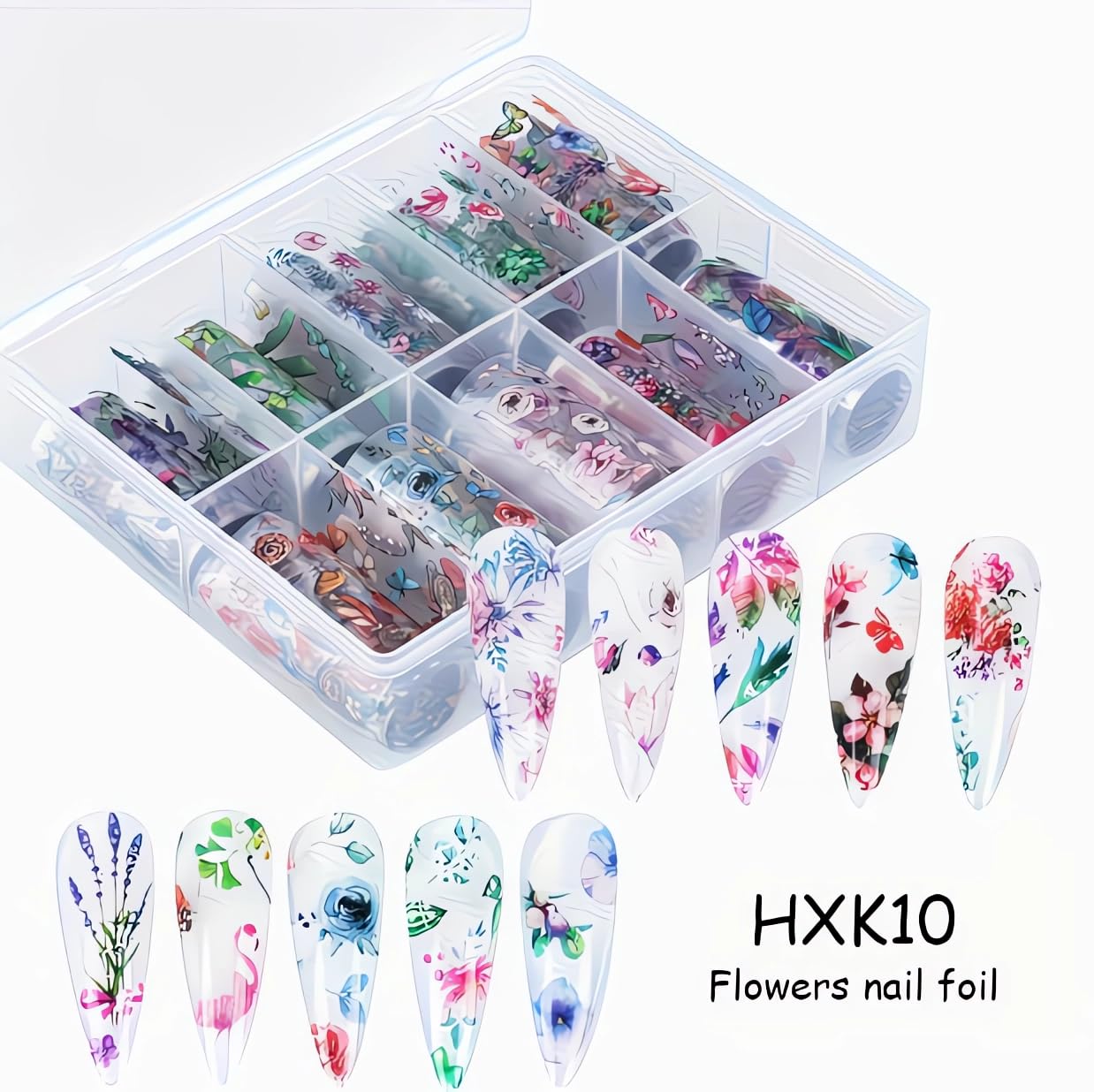 10 Rolls Flowers Plants Nail Foils Transfer Nail Art Flower Nail Stickers Spring Summer Foil Nail Art Supplies Leaves Rose Cranes Nails Foil Transfer Stickers Starry Sky Paper Manicure for Women
