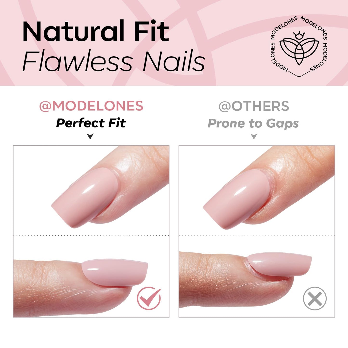 Modelones Pink Press on Nails Almond, Polka Dot Short Fake Nails, Reusable Nail Kit with Nail Glue Adhesive Tabs Mini Nail File, Nails Press Ons 32Pcs 16size, Women Girl Gift ﻿