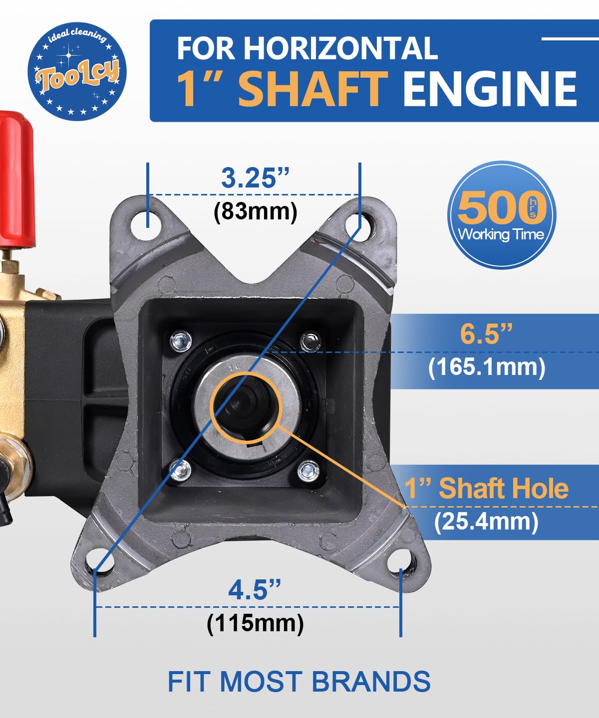 TOOLCY Pressure Washer Pump Max 4400 PSI 4.2 GPM, 1" Shaft Horizontal Gas Power Washer Pump Replacement, Direct Drive Triplex Plunger Replacement Pump with Pressure Adjustment Unloader, 5 Nozzle Tips