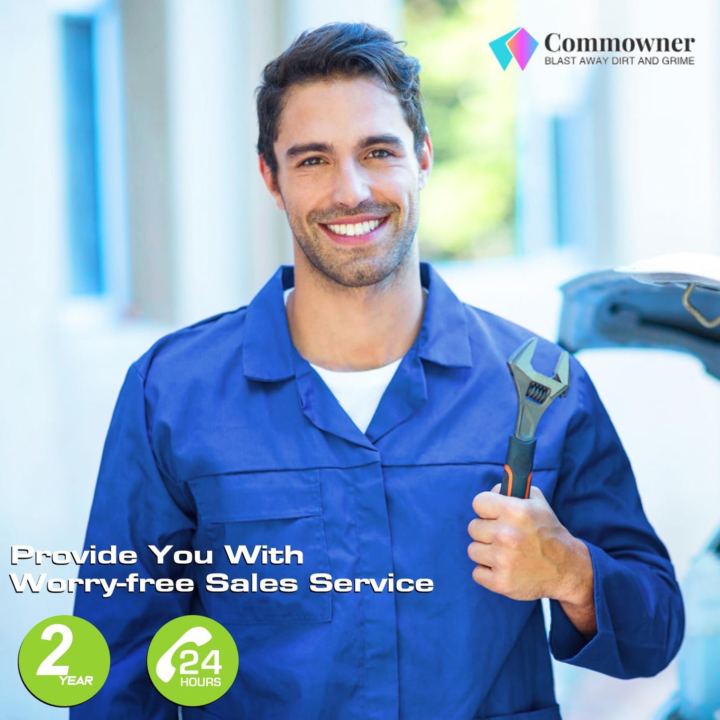 Commowner Pressure Washer Power Washers Powered with with 33ft Pressure Hose, 4 Nozzle and Foam Cannon, Powerwashers for Home, Cars, Patio, Green