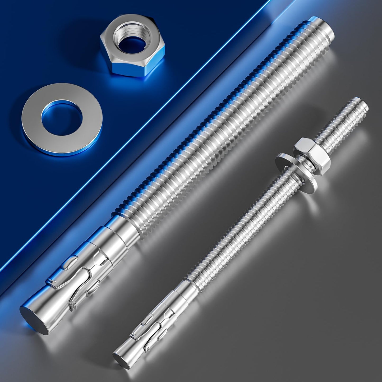 Wensilon 30Pcs 1/2x4 Inch Standard Fasteners for Heavy-Duty 304 Stainless Steel Wedge Anchors for Cement and Concrete