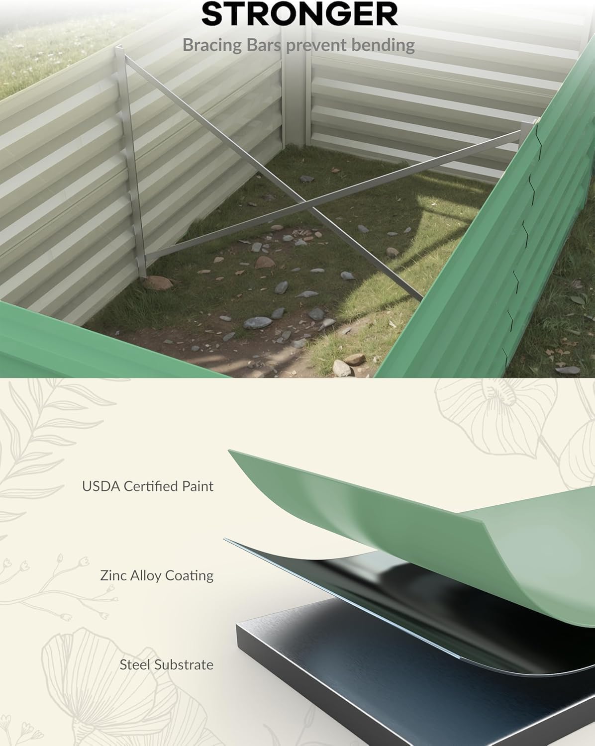 PeacefulHues 2 Pack Galvanized Metal Raised Garden Beds 8x4x2 Ft, 24" Tall Outdoor Large Planter Boxes for Vegetables, Flowers, Herbs & Succulents, Rust-Resistant Steel, Easy Assembly