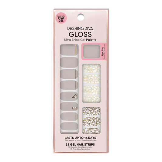 Dashing Diva Gloss Nail Wraps - All Lined Up | UV Free, Chip Resistant, Long Lasting Gel strips | Contains 32 Strips, 1 Prep Pad, 1 File