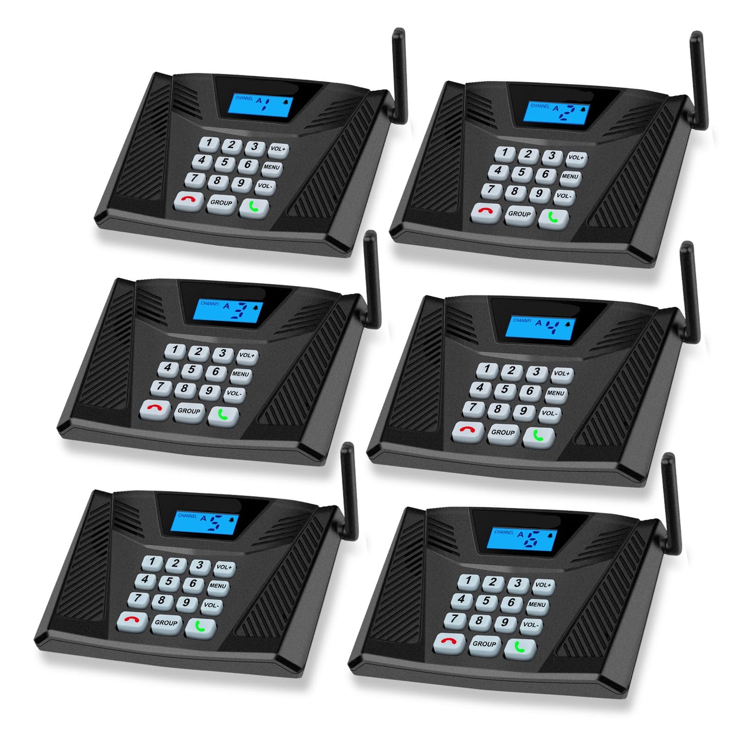 SANZUCO Intercoms Wireless for Home, Upgraded 5300ft Intercom 9 Channel 2 Code, Full Duplex Hands Free Talk Wireless Intercom System for Home Elderly Office with Auto Answer(6Packs, Black)