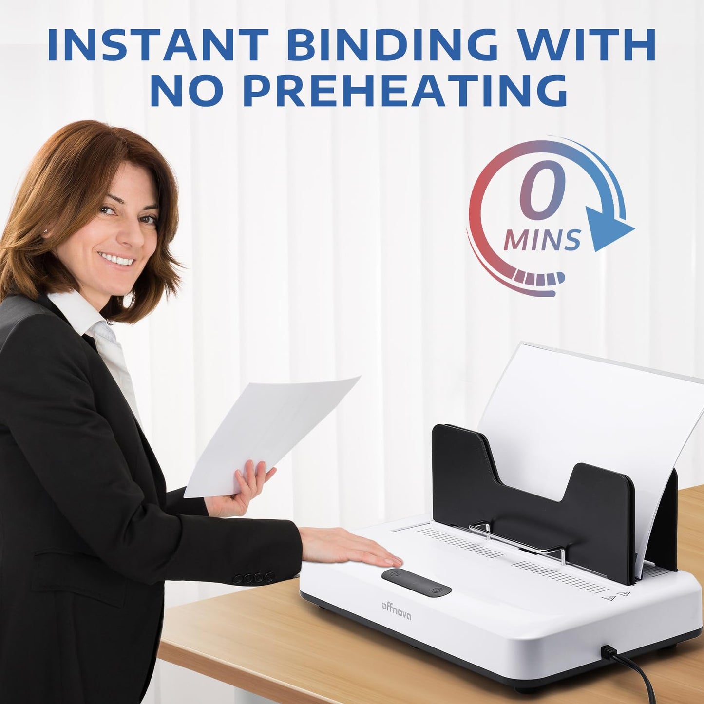 OFFNOVA Thermal Binding Machine 500 Sheets Capacity, No Preheat, Air Cooling, Book Binder Machine with 20 Binding Covers, for A4/A5/Letter Size Business Documents, Office and Homeschool Projects