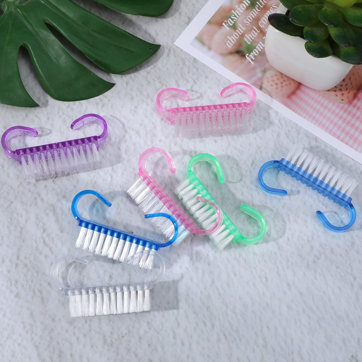 300 Pcs Handle Grip Nail Brush Bulk, 5-Color Nail Scrub Brushes for Toes and Fingernails Cleaner, Pedicure & Manicure Scrubbing Kit for Men and Women