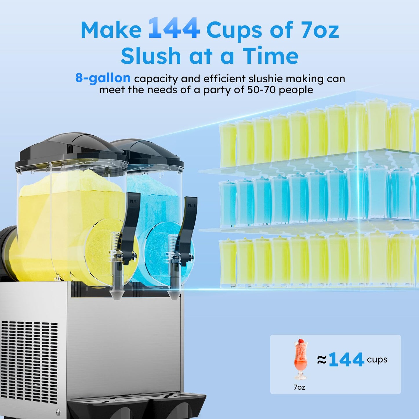 30L 8 Gal Commercial Margarita & Slushy Machine,1100W 110V Frozen Drink Maker Smoothie Machine for Bar,Electric Large Slushie Machine with Self-cleaning Mode,For Alcohol Beverage Cocktail Juice