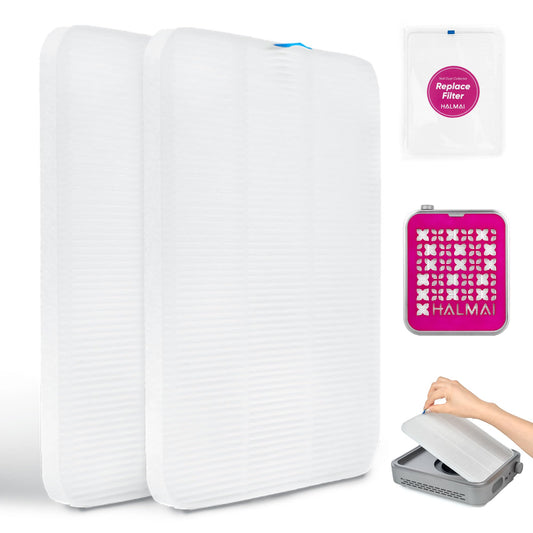 HALMAI Nail Dust Collector Replacement Filter 2 Pack, Reusable Dust Filter Compatible with HALMAI Nail Dust Collector Vacuum Machine, Nail Vacuum Dust Extractor Accessories (White)