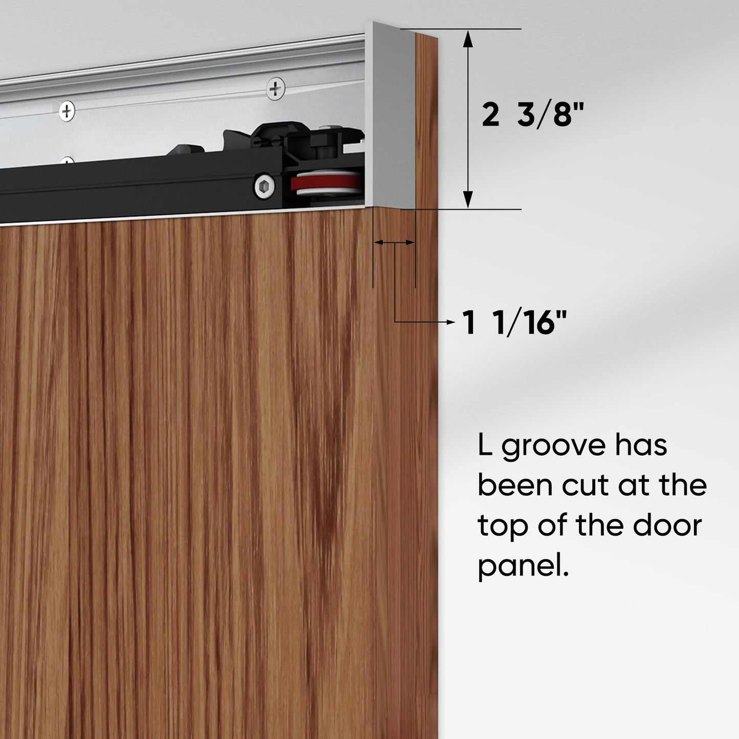 JUBEST 40"x86" Concealed Sliding Barn Door with Soft Close Hardware Kit, Brown Hidden Door for Opening 32"-36"x84", Waterproof and Modern, Smooth Sliding, for Interior Using, Widely Used