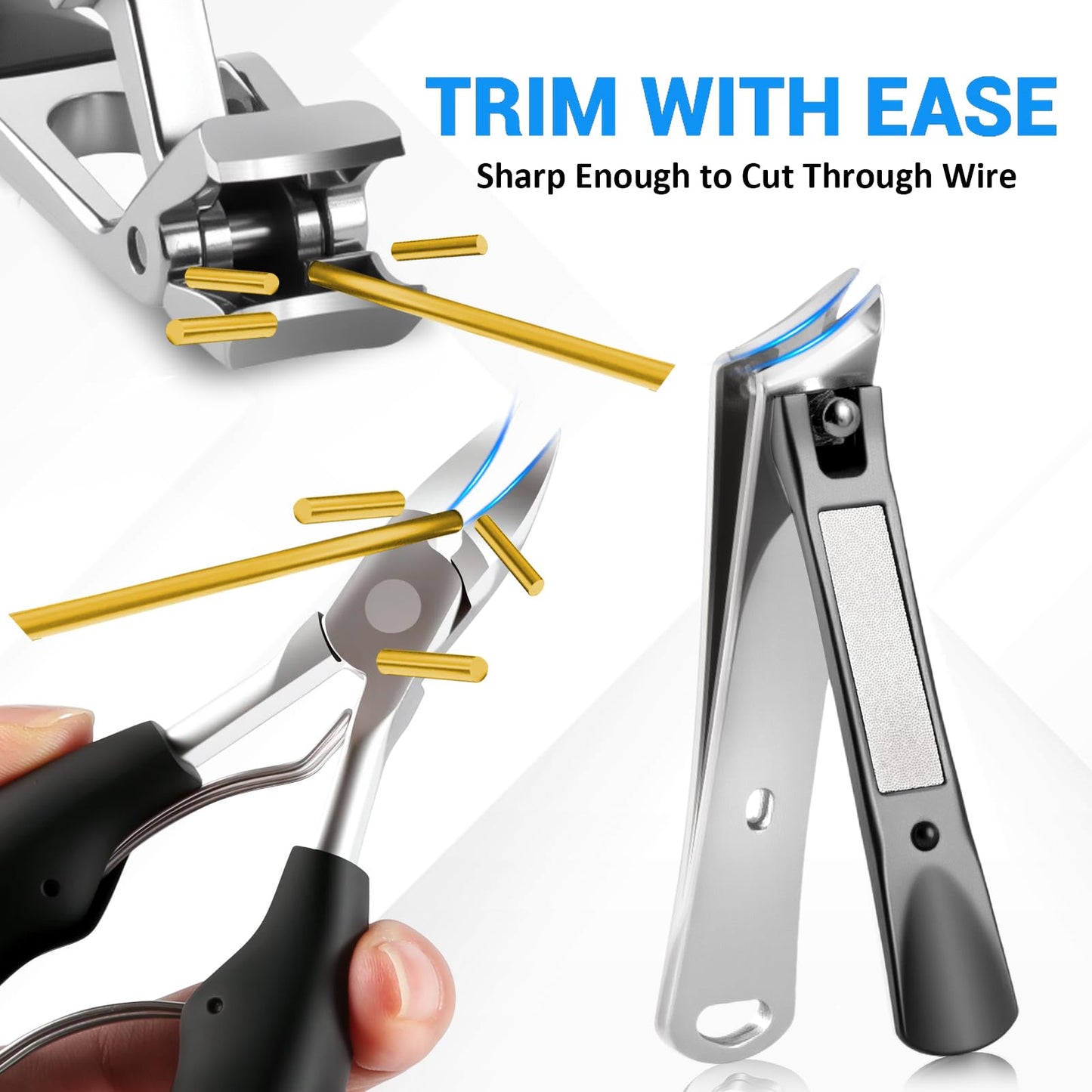 NURIUN 2026 Toenail Clippers for Seniors Thick Toenails, Angled Head Large Toe Nail Clippers for Thick Nails for Men, Heavy Duty Ingrown Toenail Clippers, Long Handle Slanted Nail Clippers Wide Jaw