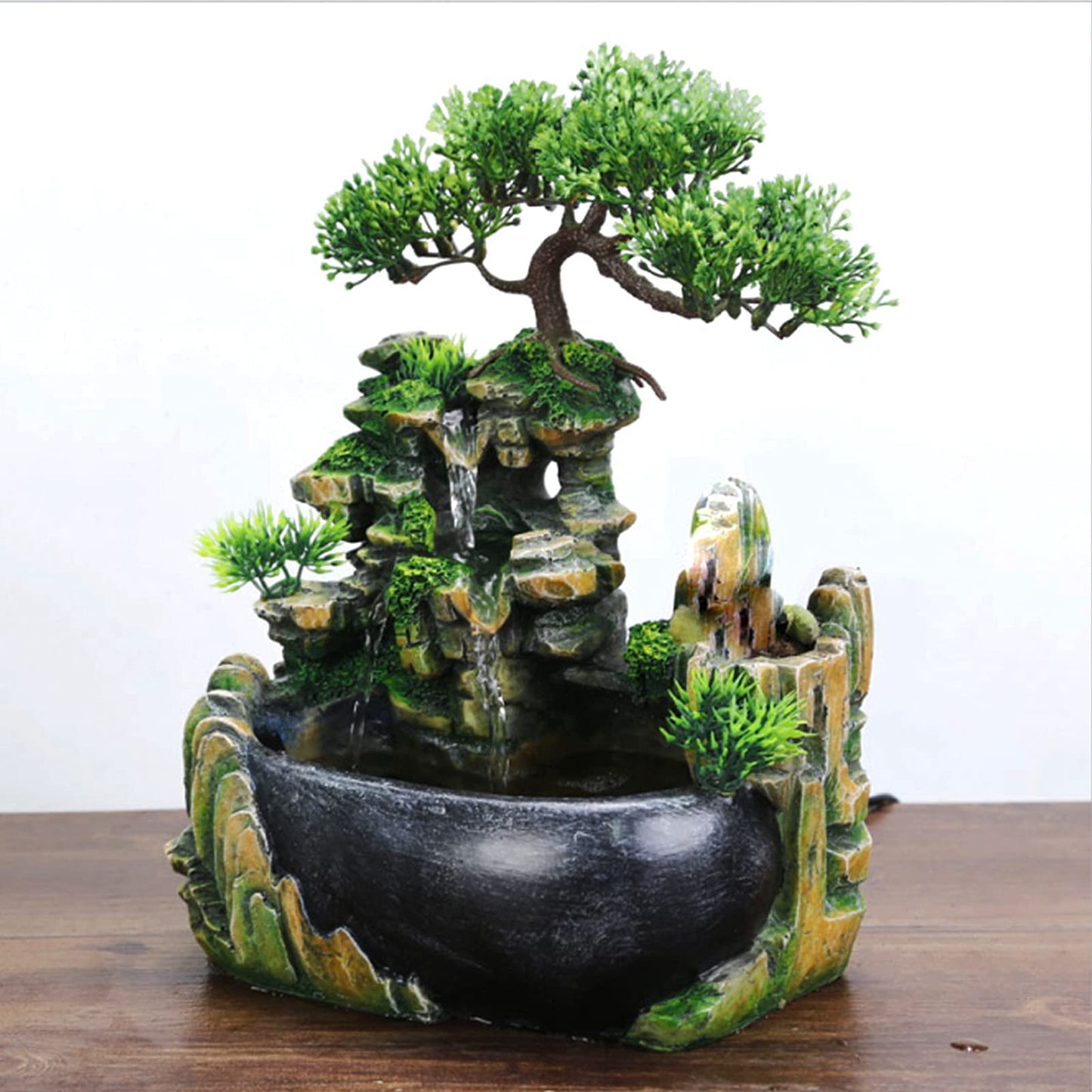 TOPINCN Rockery Stream Tabletop Fountain, Zen Meditation Indoor Waterfall Feature with Automatic Pump and Switch, Desktop Fountain for Home Office Bedroom Decoration