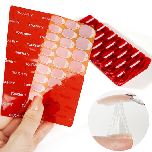 TOUCHIFY Premium Press-On Nail Adhesive Tabs 10 Sheets with 15 Sizes, 300 PCS Ultra-Thin & Waterproof Jelly Stickers for Long-Lasting Manicures & Pedicures (600PCS-Slender Nail Beds)