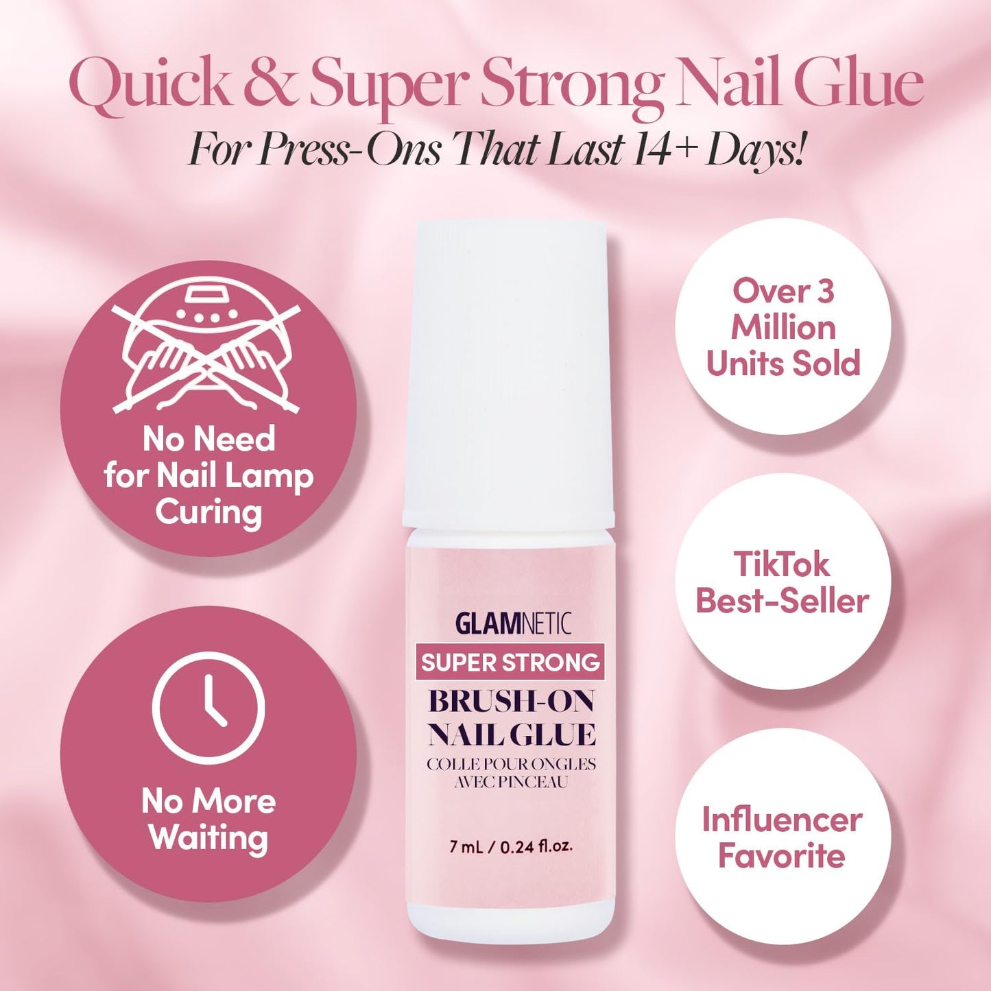 Glamnetic Press-On Nails - Azure Blue | Super Strong Brush On Nail Glue & Press-On Nail Remover | Bright Blue Short Round Fake Nails | 12 Sizes - 30 Nail Kit with Glue and Remover