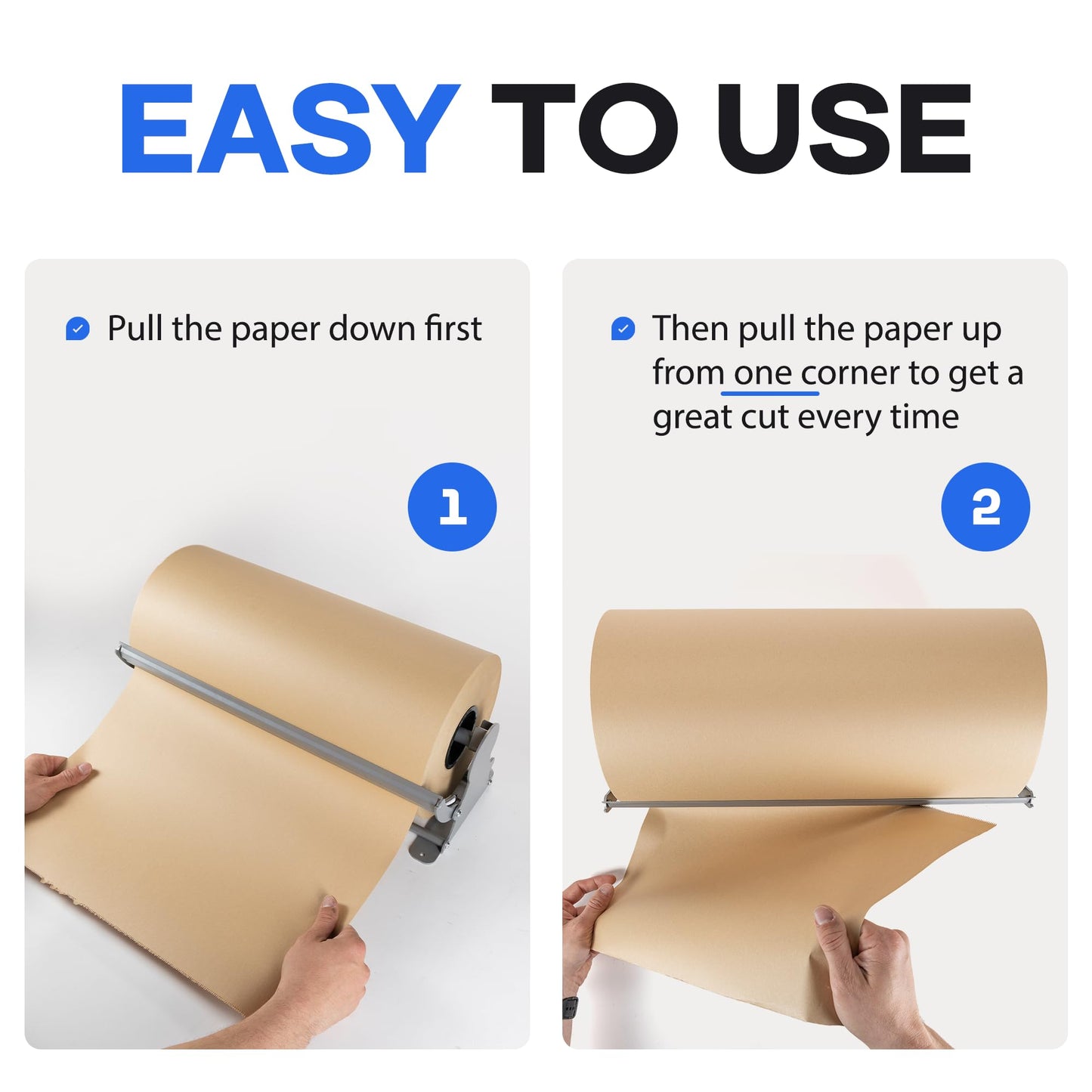IDL Packaging 24" Kraft Paper Roll Dispenser & Cutter for Rolls up to 24" Wide and 9" in Diameter – Tabletop Reinforced Steel Paper Holder with a Cutter – for Kraft and Butcher Paper