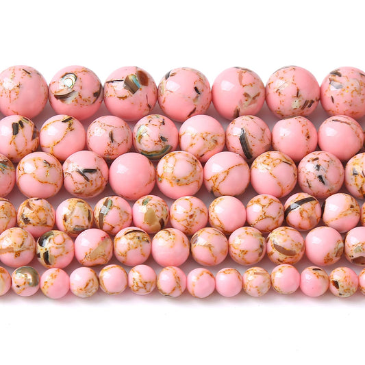 8MM 46PCS Pink Shell Turquoise Spacer Loose Beads for Jewelry Making DIY Bracelet Necklace