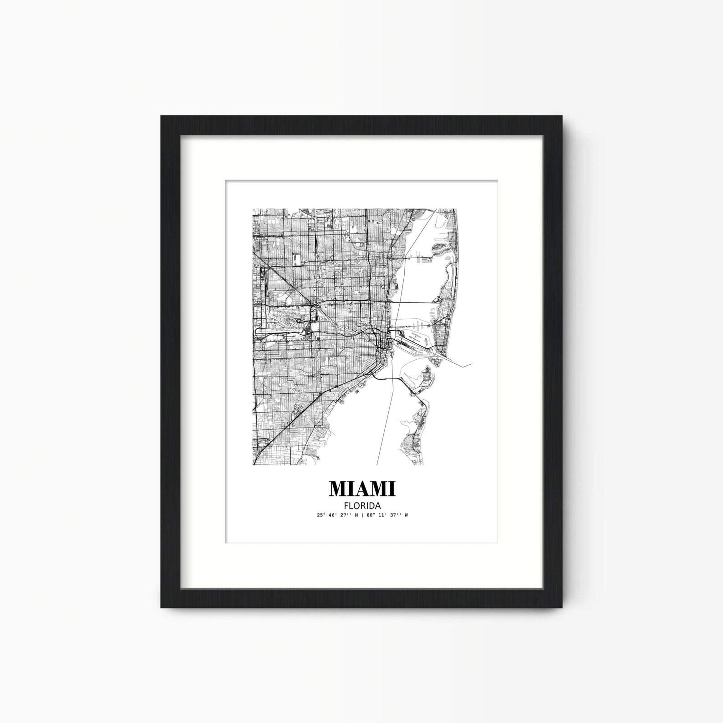 Eleville 11X14 Unframed Miami Florida City View Abstract Road Modern Map Art Print Poster Wall Office Home Decor Minimalist Line Art Hometown Housewarming wgn403