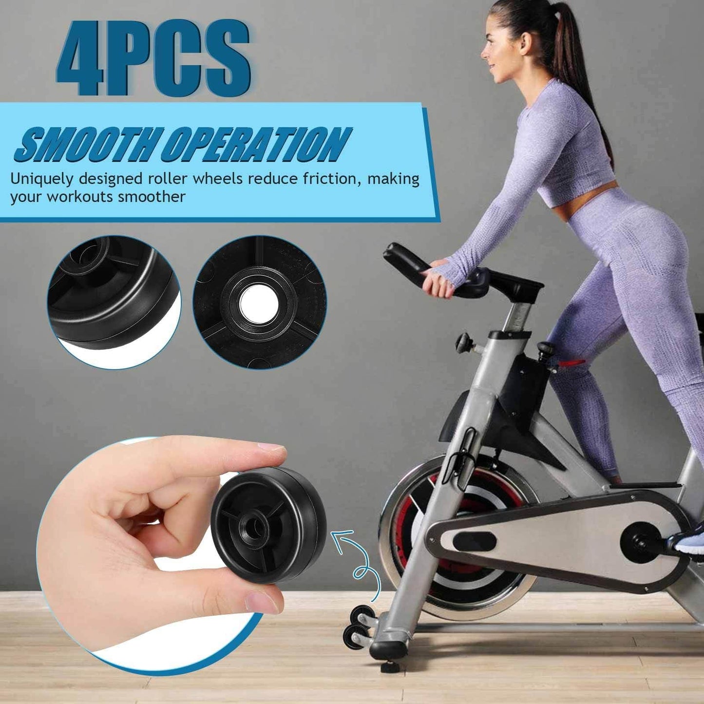 LIOOBO 4-pack Heavy Duty Replacement Caster Wheels – Plastic Roller Wheels for Treadmills, Exercise Bikes & Fitness Equipment | Accessories for Home Gym & Sports Gear