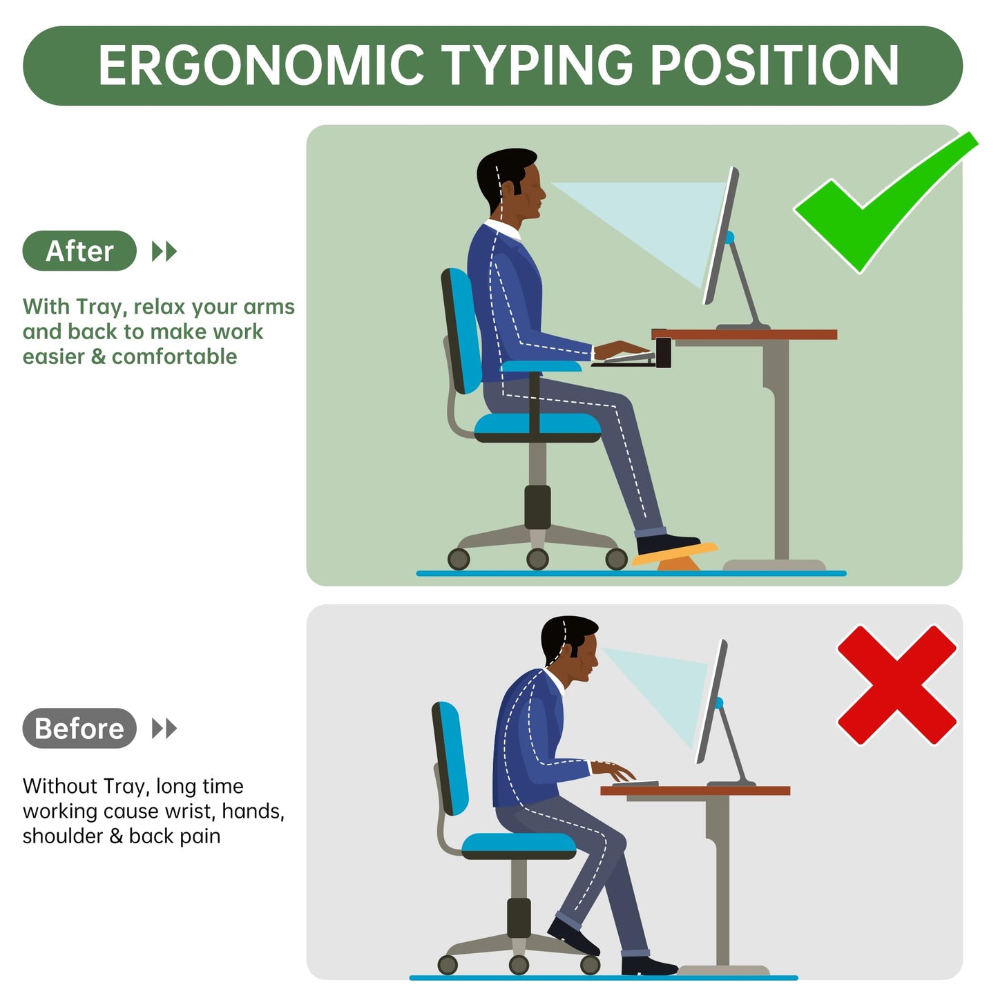 UPGRAVITY Large Keyboard Tray Under Desk - Slide Out with Sturdy C-Clip Mount System, 27 (31.2 Including Clamps) X 11.81 Put-Out Keyboard Tray Computer Drawer for Ergonomic Typing, Black