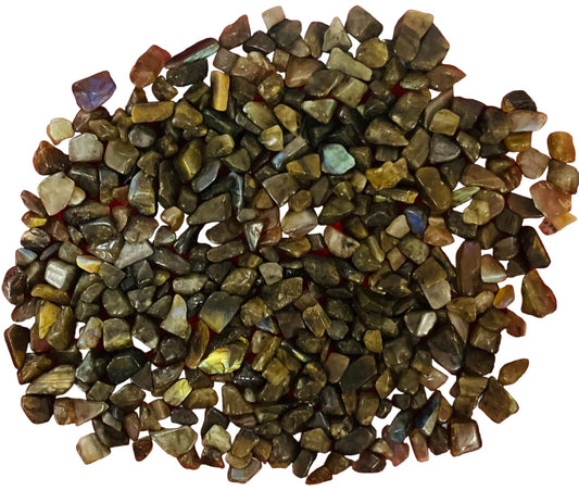 Indian Consigners Natural Crushed Polished Tumbled Gem Stone Chips, Decoration & Healing Crystals (Labradorite)