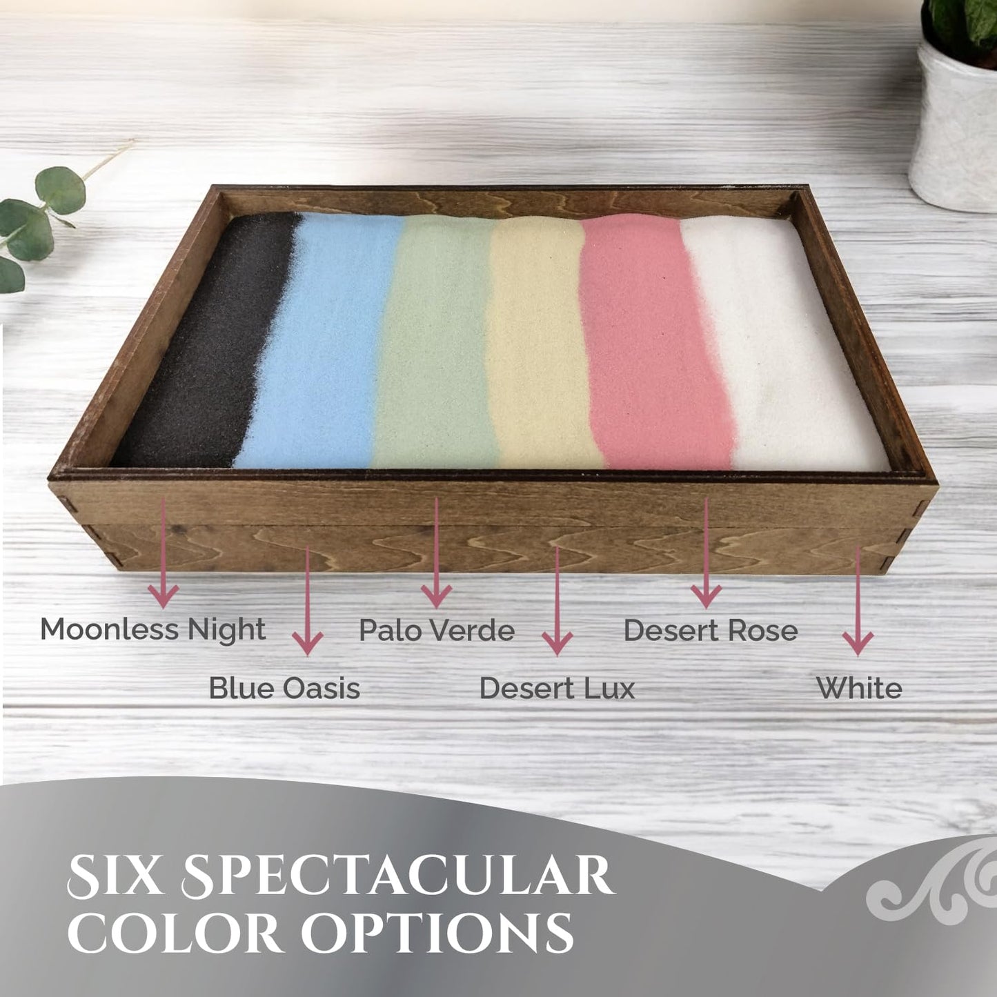 Sunny Lark Wooden Stackable Zen Garden | Desert Luxe Sand with Rake & Accessories | Minimalist Decor Gift for Relaxation