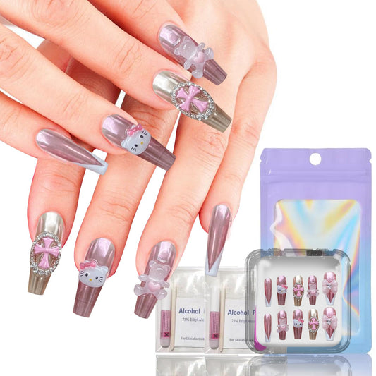 10-Piece Handmade Press On Nails Set - Convenient, Versatile, Reusable - Includes Press On Nails, Glue On Nails, Impress Nails - Pastel & Variety of Styles