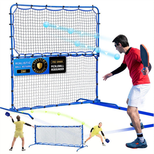 Pickleball Practice Rebounder Net for Dink Volley Solo Training Equipment Aid, 2in1 Mini Pickle Ball Net Portable Trainer for Outdoor Driveway Backyard and Indoor Garage, Easy Setup & Storage