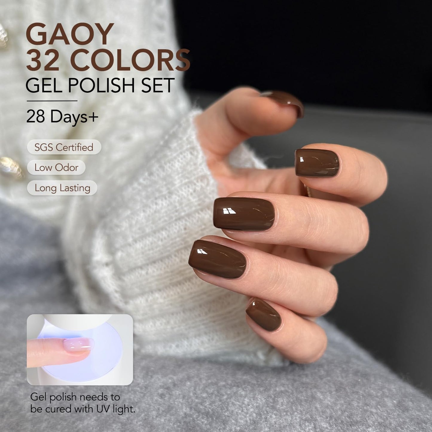 GAOY 36 Pcs Gel Nail Polish Set, 32 Colors All Season Gel Polish Kit Red Black White Pink Blue with 4 Pcs Soak off Base Glossy Matte Top Coat & Builder for Nail Art DIY Manicure at Home