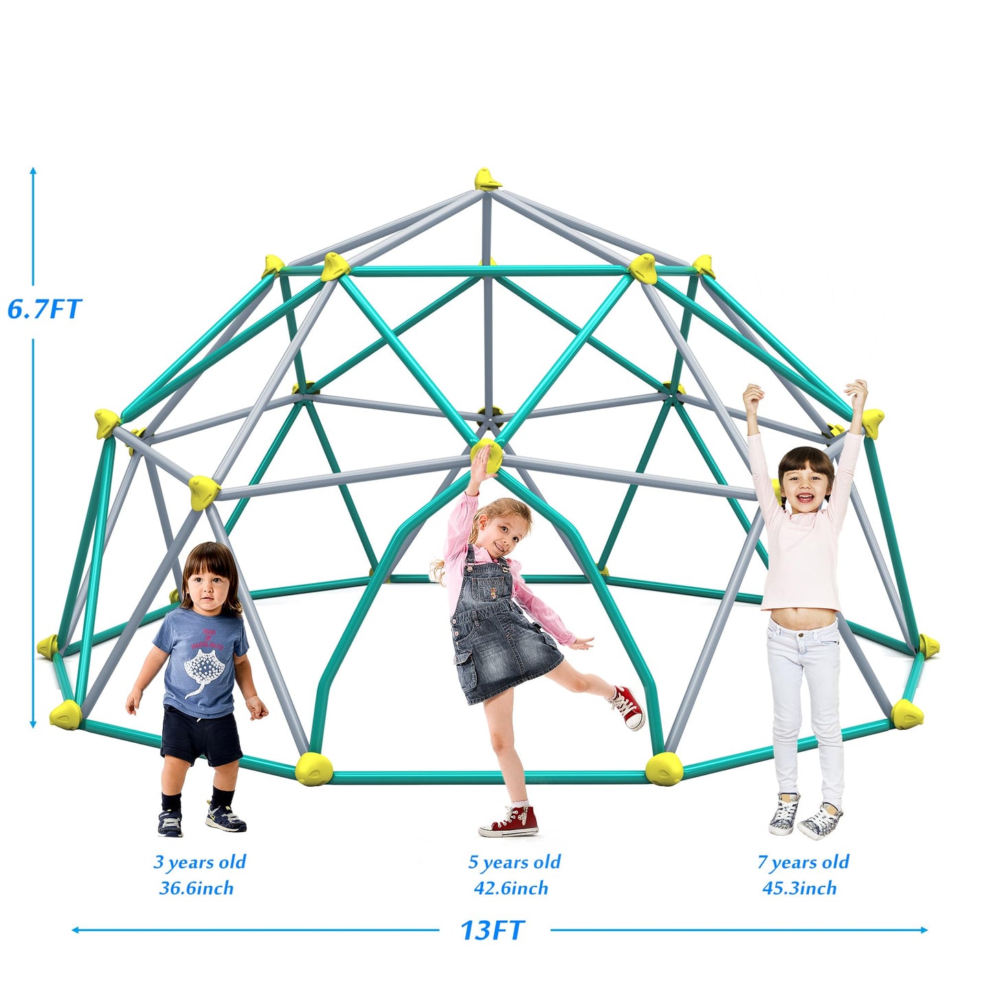 Virubi 13 FT Climbing Dome for Kids 3 +, Geometric Dome Climber Play Center - Supports 1000LBS Outdoor Playset, Easy Assembly and Move