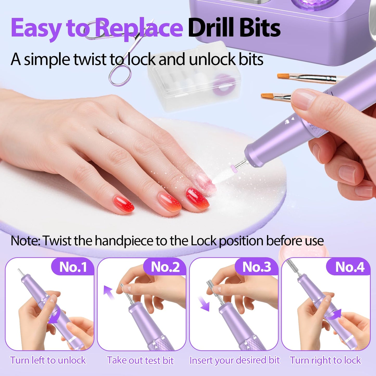 PYVOLA Professional Electric Nail Drill E-File Machine - 45,000 RPM Corded Nail Drills Kit with Low Noise & LED Display for Shaping, Removing & Polishing Acrylic Gel Nails for Salon Home