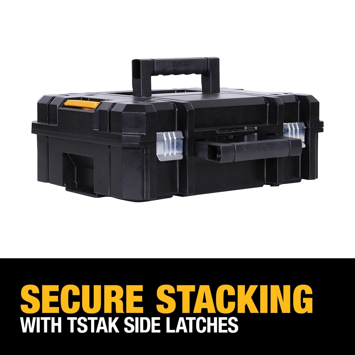 DEWALT TSTAK II Tool Box, Flat Top Tool Storage Case, Organizer Box Holds Up To 66 lbs, Flexible Platforms for Stacking, 13 Inch (DWST17807)