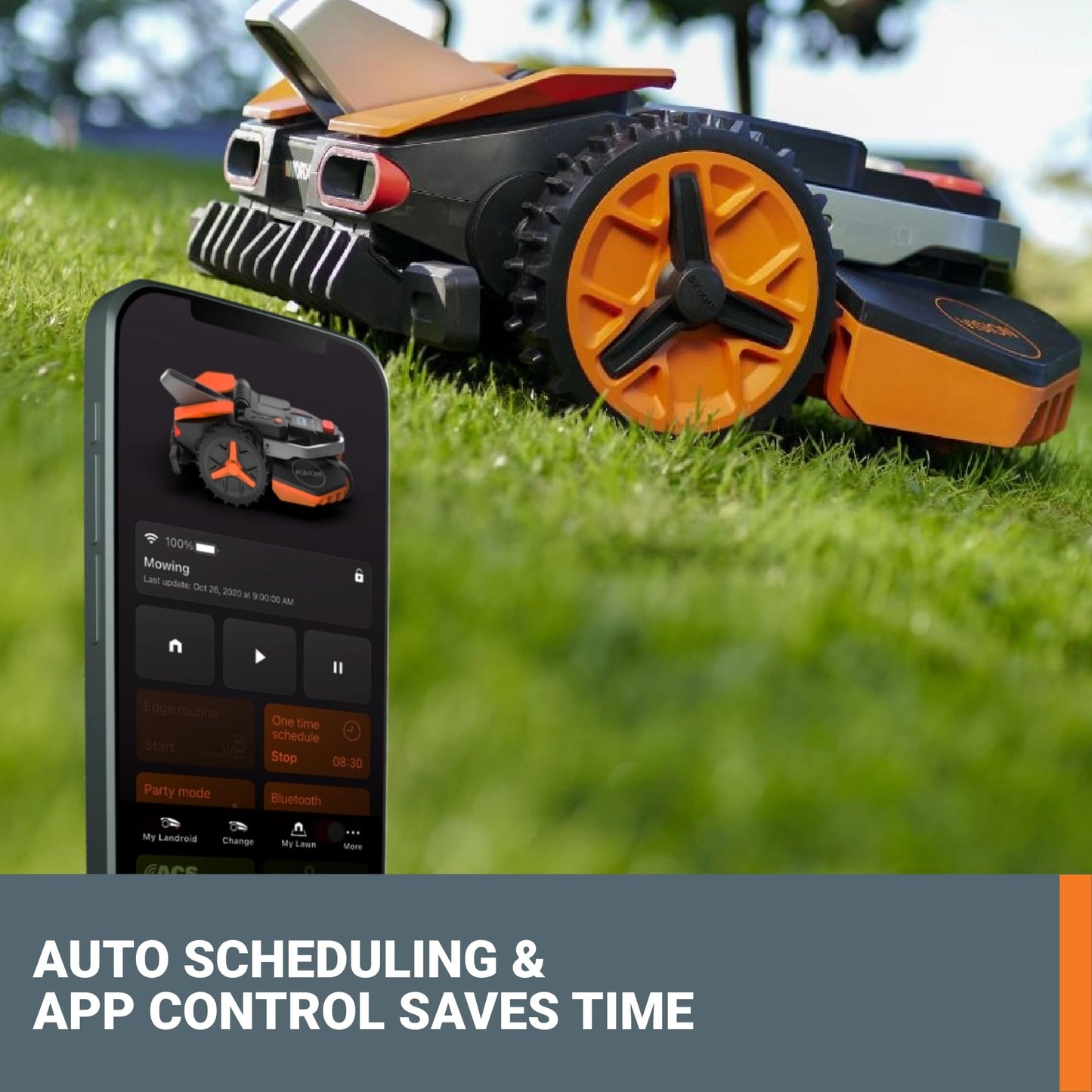 WORX Landroid Vision Robotic Lawn Mower, Wire Free Robot Mower with Active Obstacle Avoidance, WiFi & Bluetooth Connection, APP Control, 1/4 Acre, WR210