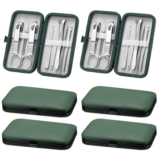Hanaive 6 Set Manicure Set 48 Pcs Nail Clippers Pedicure Kit Gift for Mother's Day 8 in 1 Stainless Steel Grooming Kit Professional Nail Care Tools with Luxurious Travel Case for Men Women(Green)